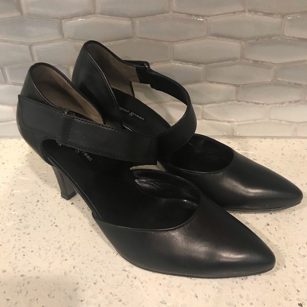Black leather heels